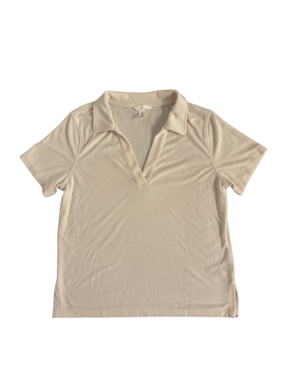 H&M Terry Cloth Cream Short Sleeve Polo Shirt